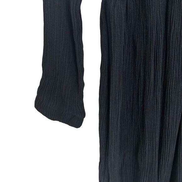 Vintage Black Modest Boho Floral Patches Long Sleeved Maxi Casual Hippie Dress - Picture 3 of 11